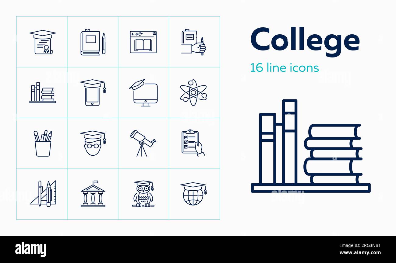 College line icon set Stock Vector