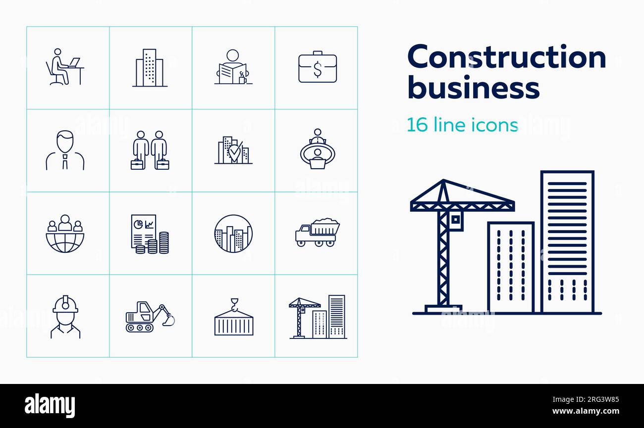 Construction business line icon set Stock Vector Image & Art - Alamy