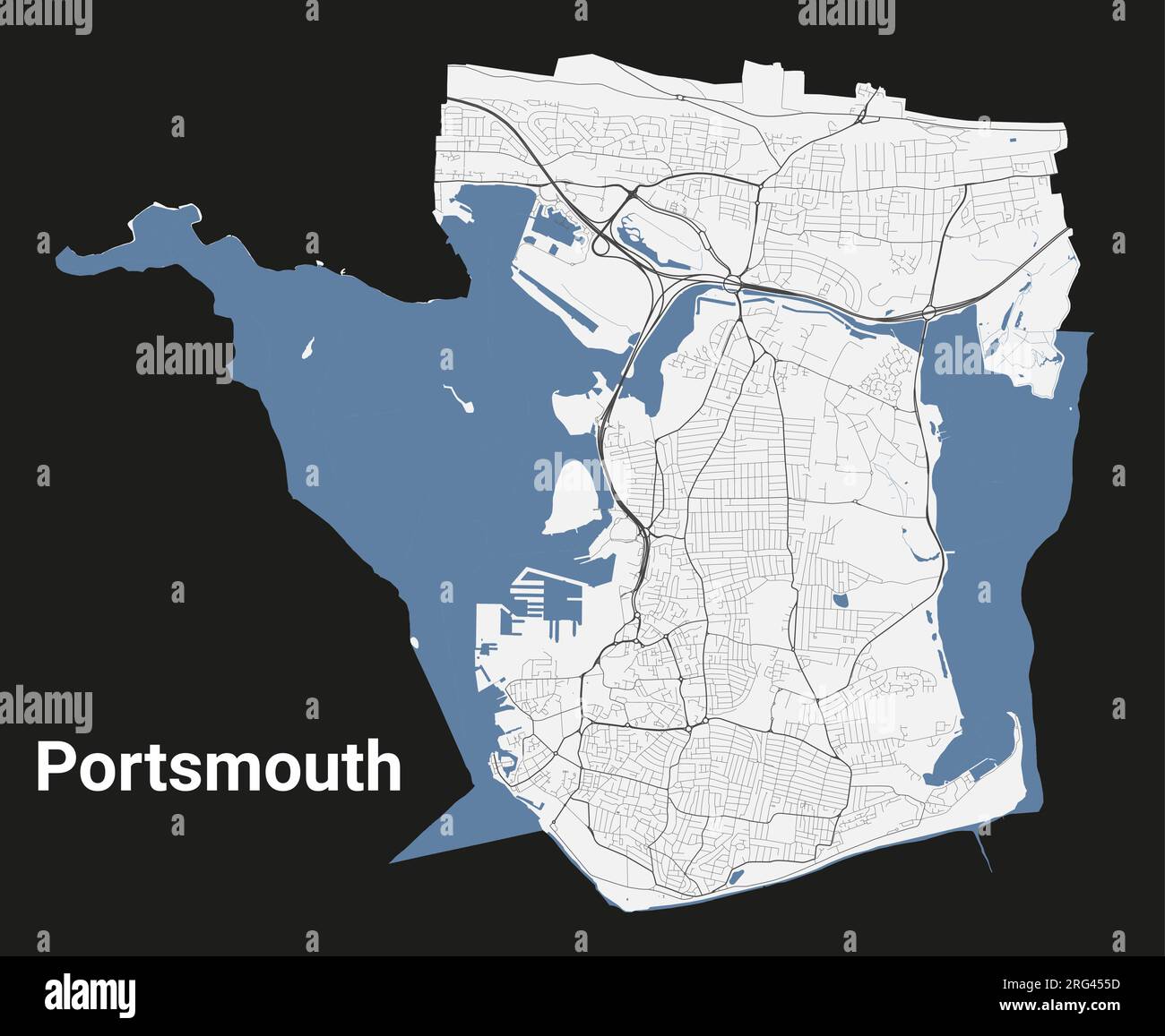 Portsmouth city map, detailed administrative area with border Stock Vector Image & Art Alamy