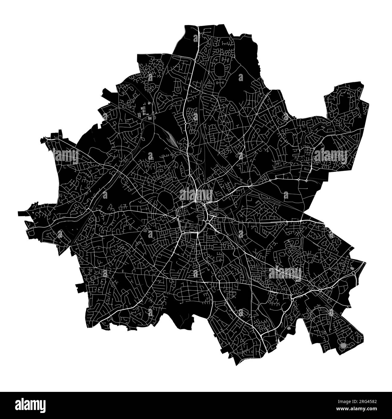 Black Wolverhampton city map, detailed administrative area Stock Vector