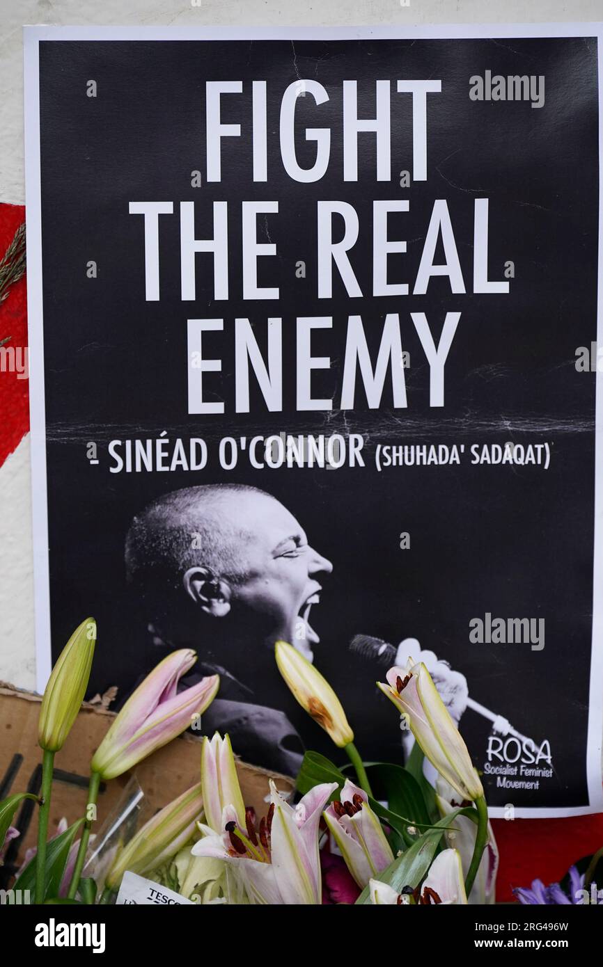 Floral tributes to Sinead O'Connor outside the Irish Rock 'n' Roll