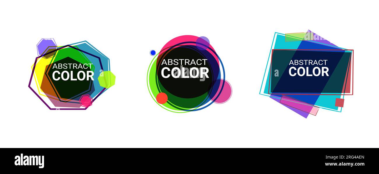 Abstract geometric shape set. Yellow, blue, purple Stock Vector