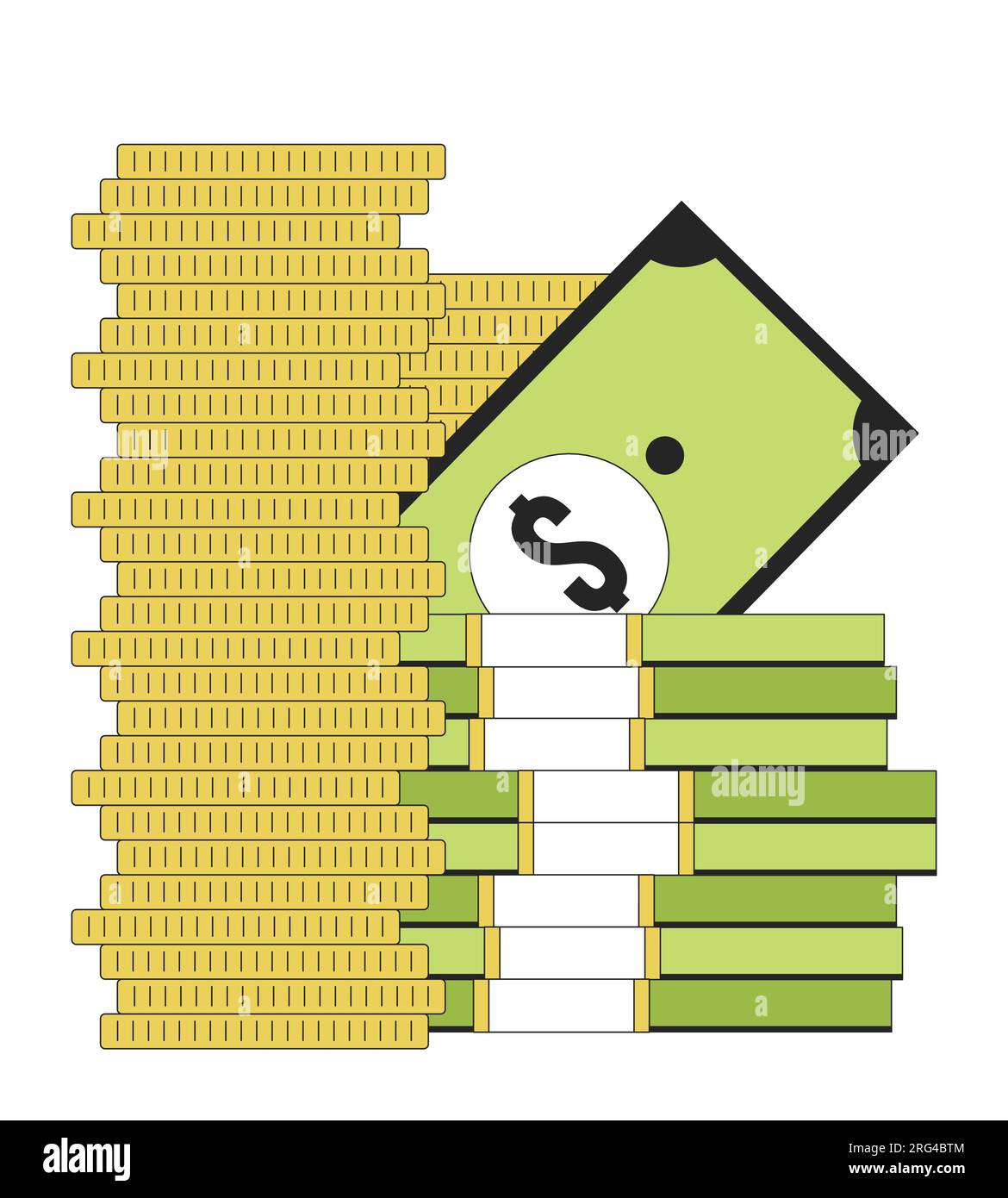 Savings flat line color isolated vector object Stock Vector