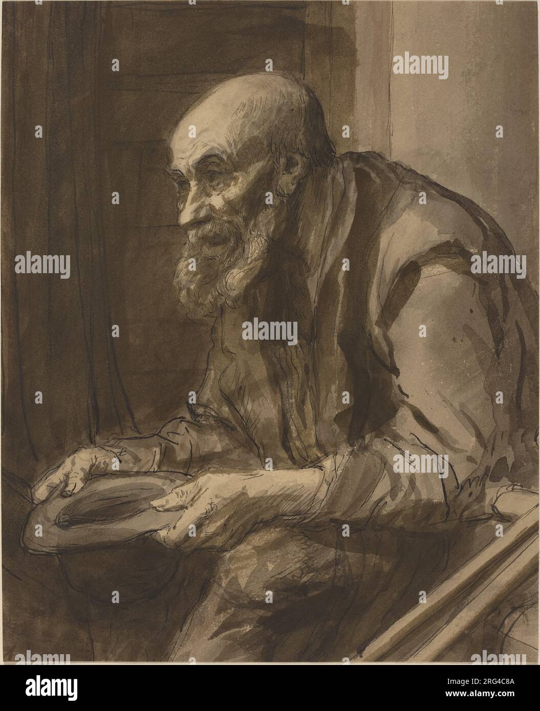 Beggar with Crutches by Alphonse Legros Stock Photo