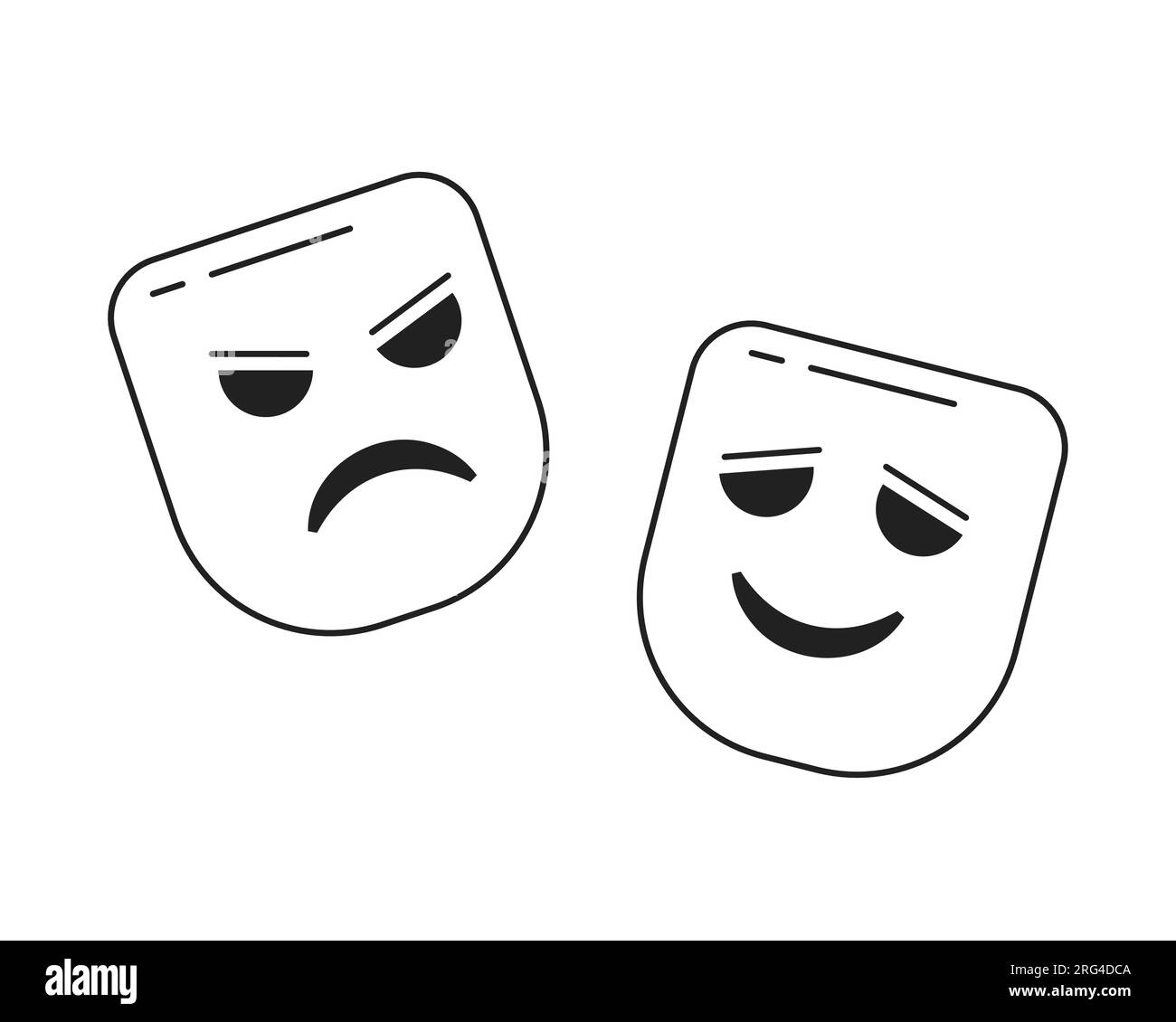 Tragedy and comedy theater mask monochrome flat vector object Stock Vector