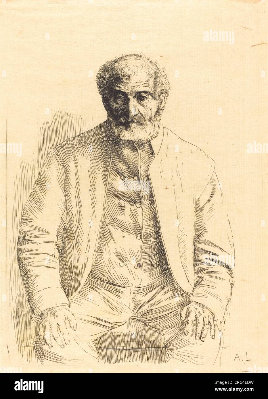 Old man seated (Vieillard assis) by Alphonse Legros Stock Photo
