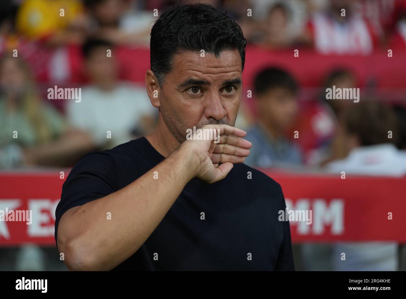 Girona, Spain. 06th Aug, 2023. Girona FC head coach Michel Gonzalez