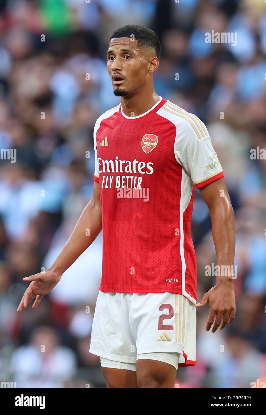 William Saliba of Arsenal' during THE FA COMMUNITY SHIELD Match between Manchester City against  Arsenal at Wembley Stadium,  London on 06th August, 2 Stock Photo
