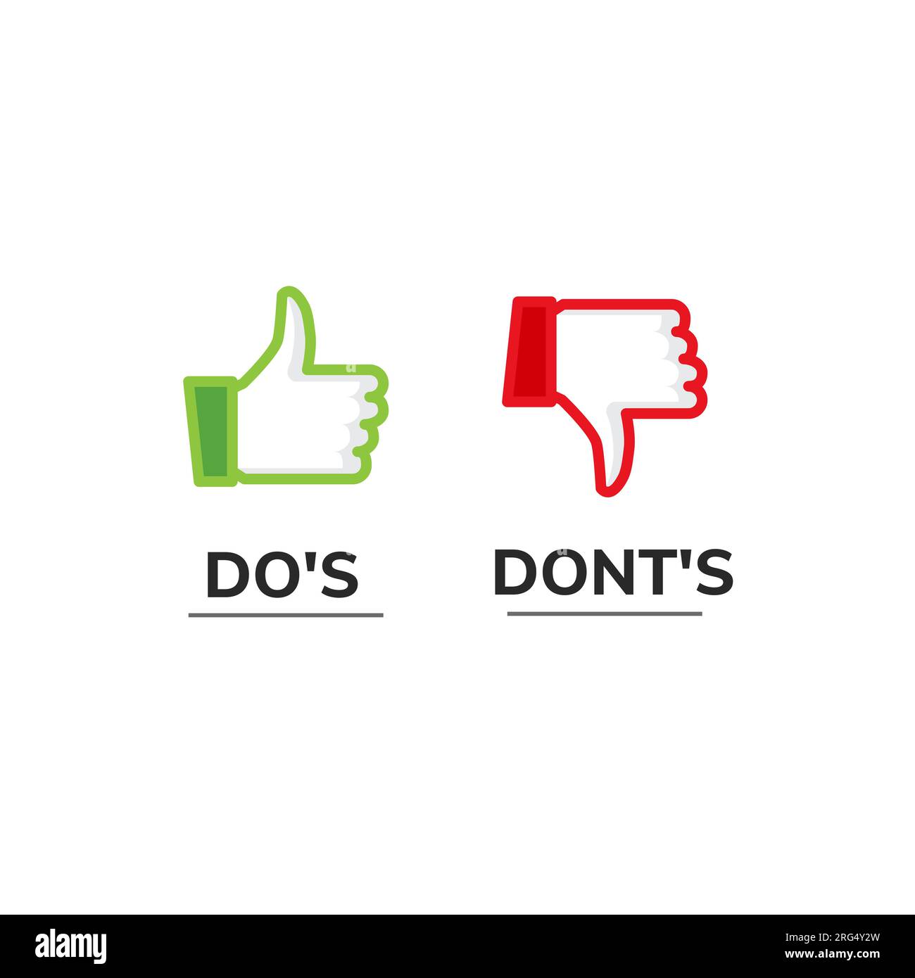 Dos and dont good and bad icon check. Negative positive list, true