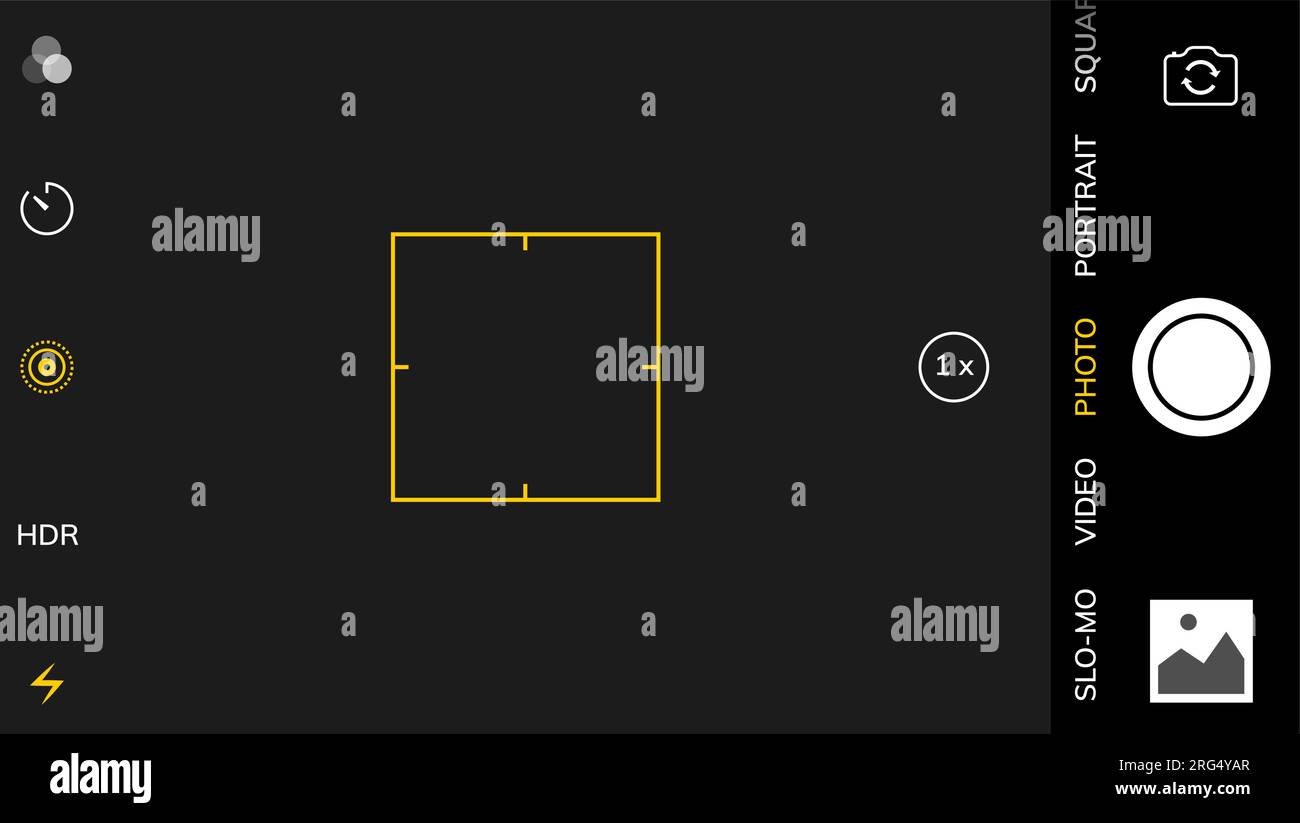 Camera screen phone mobile interface app. Smartphone photo viewfinder