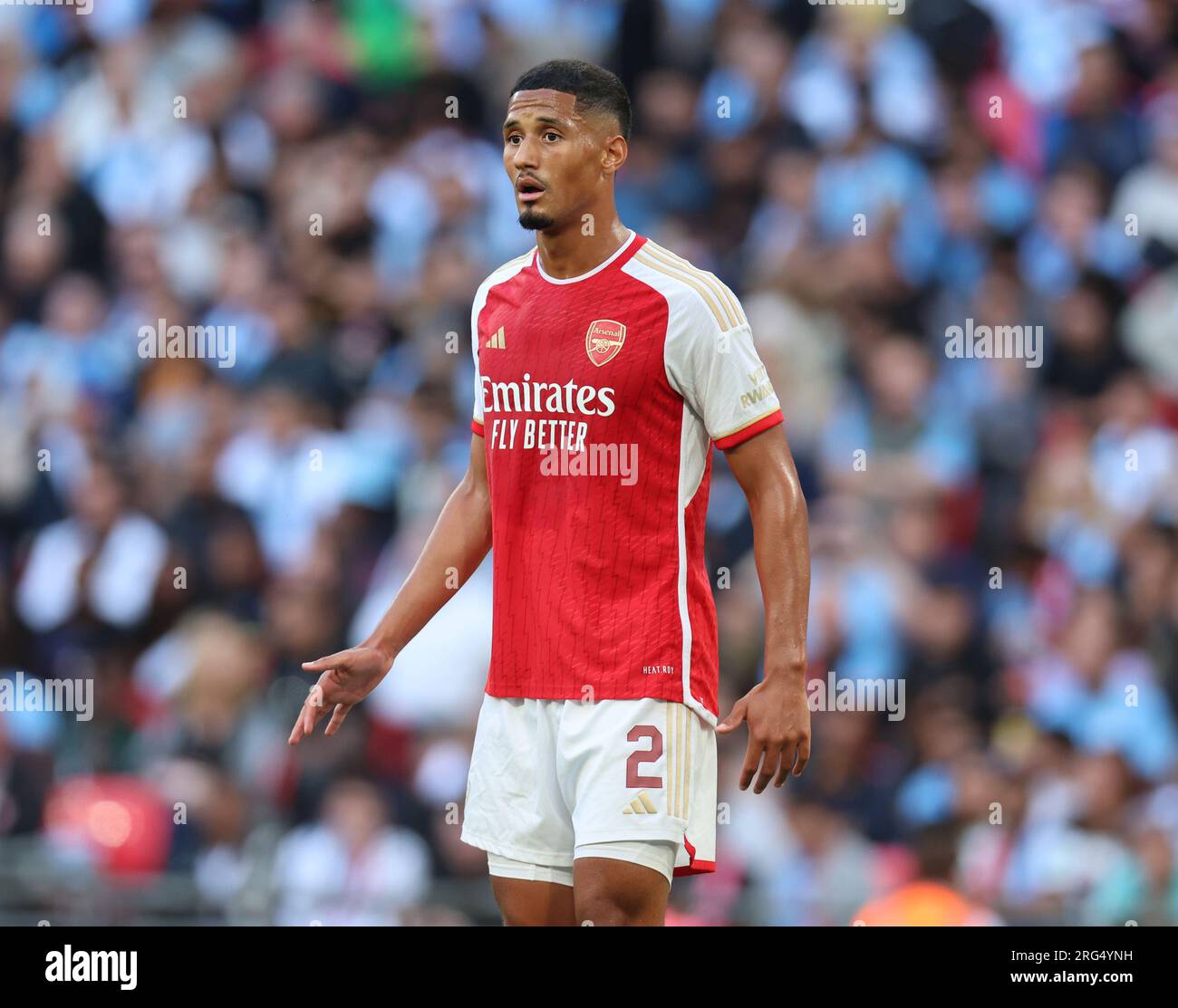 William Saliba of Arsenal' during THE FA COMMUNITY SHIELD Match between Manchester City against  Arsenal at Wembley Stadium,  London on 06th August, 2 Stock Photo