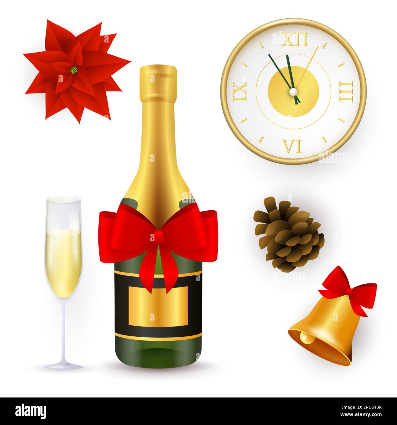 Set of New Year objects Stock Vector