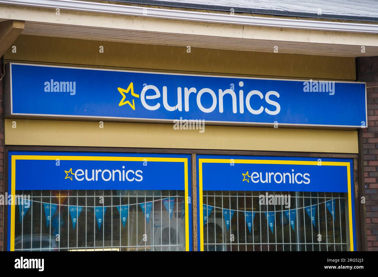 Euronics electrical retailer logo and shop exterior in Vääksy, Finland. July 29, 2023. Stock Photo