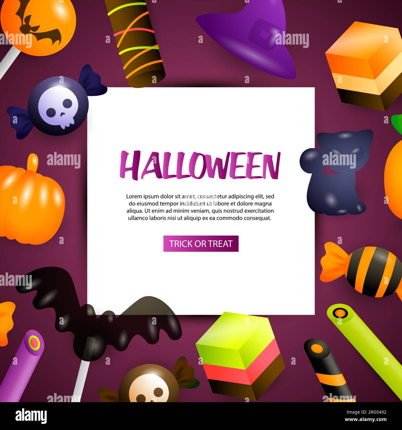Halloween greeting card design with holiday sweets Stock Vector