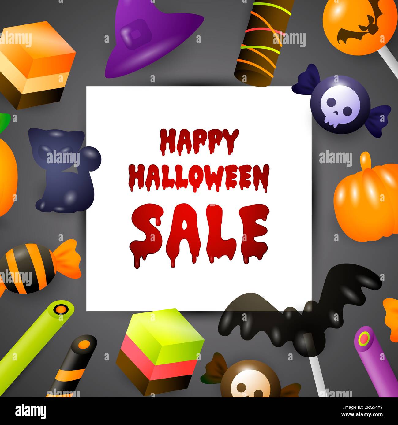 Happy Halloween sale flyer design on gray background Stock Vector