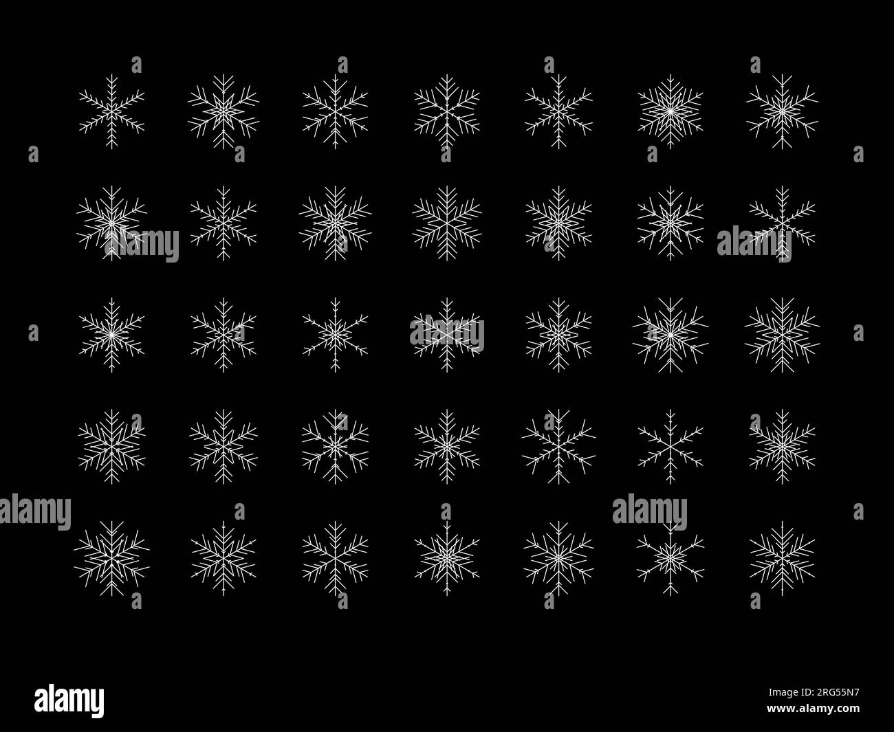 Vector set of different snowflake icon on black background Stock Vector ...