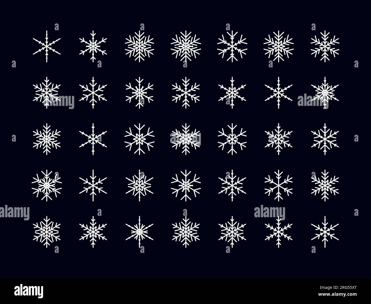 Vector set of different snowflake icon on black background Stock Vector ...