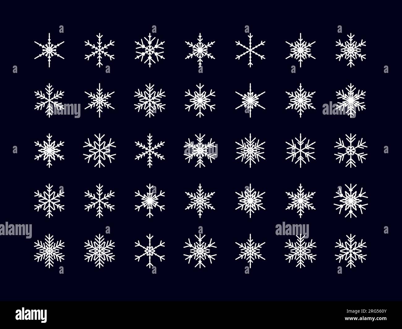 Vector set of different snowflake icon on black background Stock Vector ...