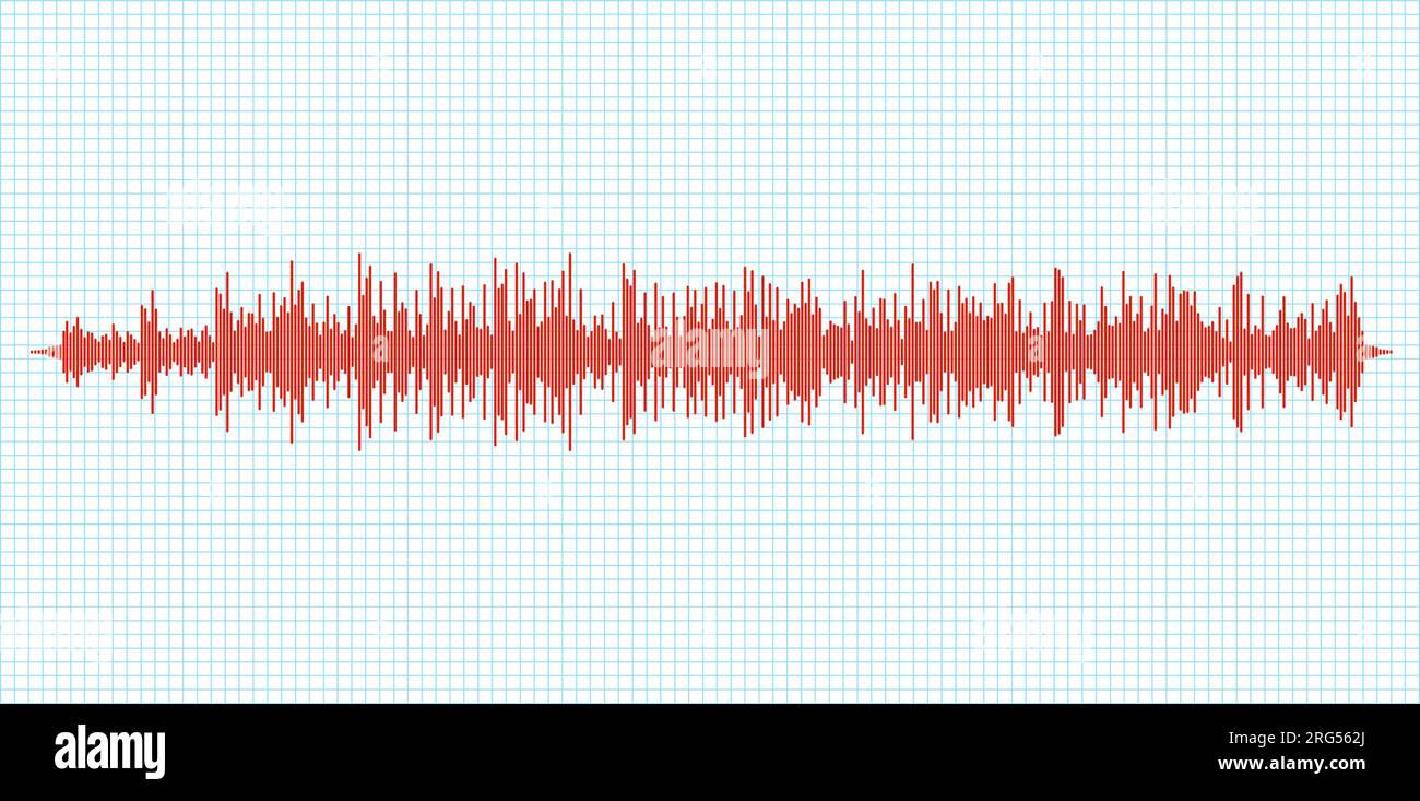 Seismogram earthquake seismic graph diagram. Seismometer or sound waves vibration richter activity Stock Vector
