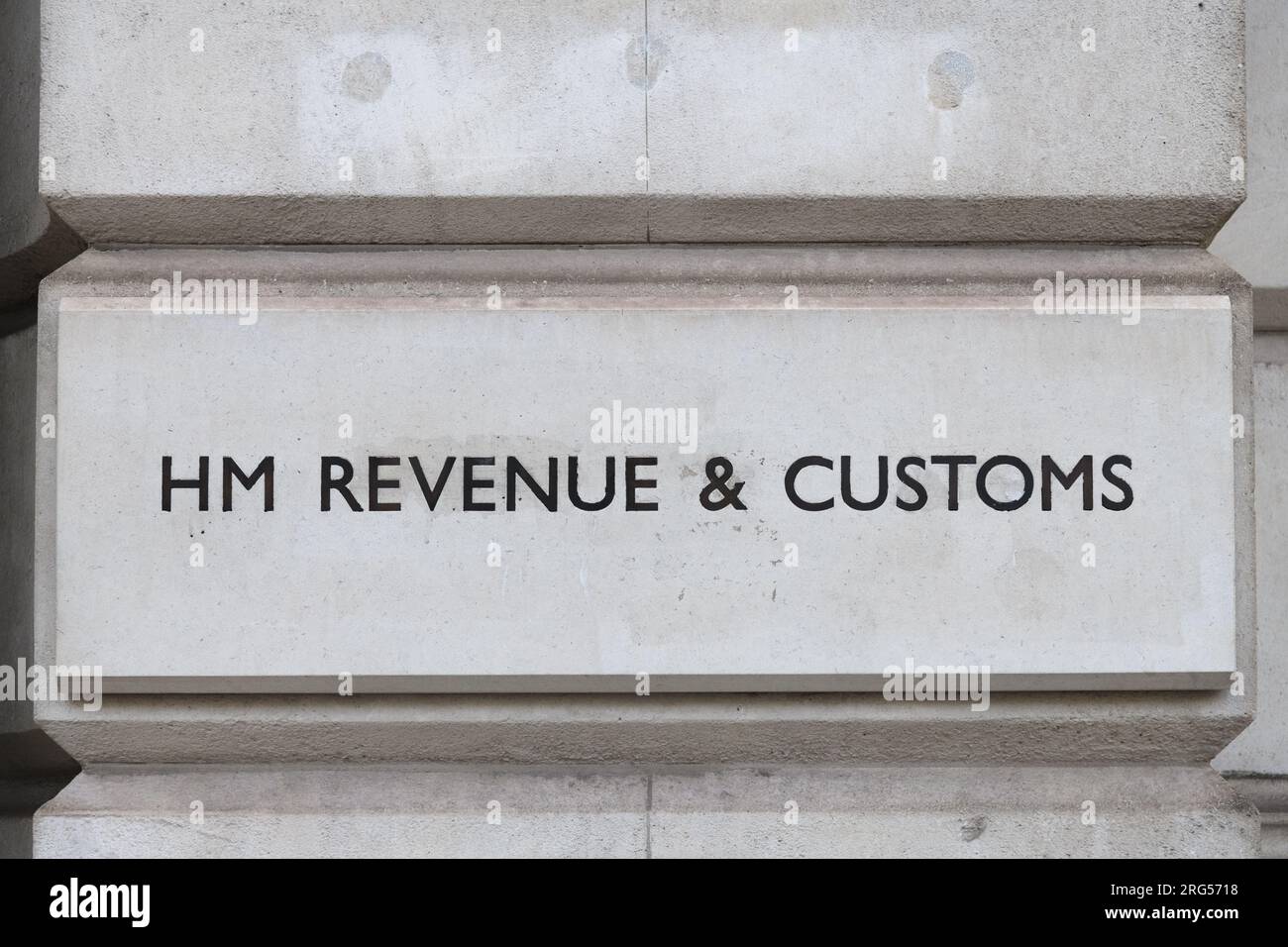 London, UK - July 28, 2023; Sign on stone for UK government HM Revenue and Customs Stock Photo
