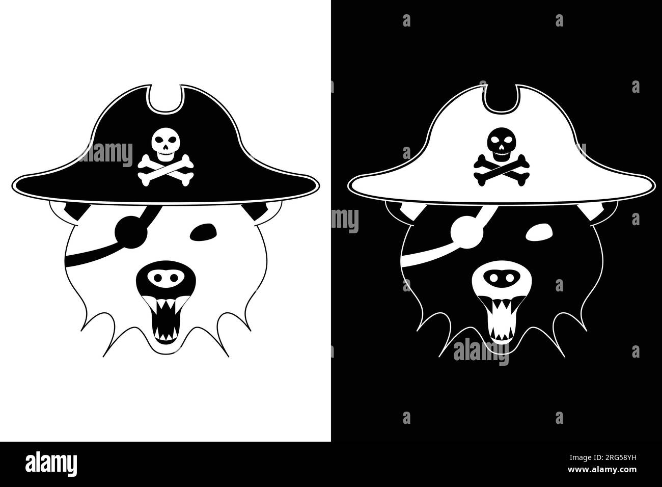 bear pirate face icon. vectors, illustrations, icons, avatars and logos. Stock Vector