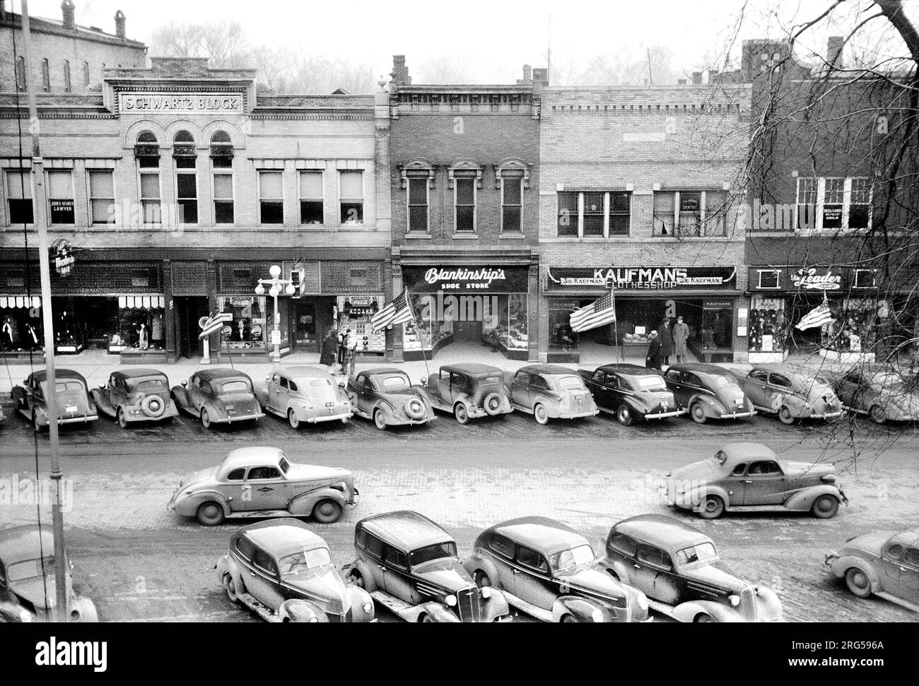 Main Street, Salem, Illinois, USA, Arthur Rothstein, U.S. Farm Security Administration, February 1940 Stock Photo