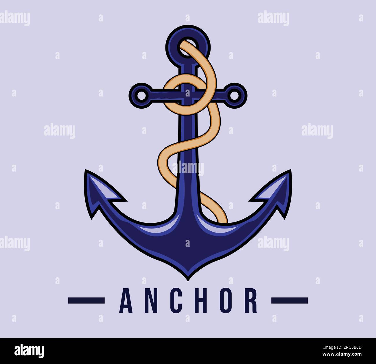 anchor logo icon with rope. vector, illustration, logo template. Stock Vector