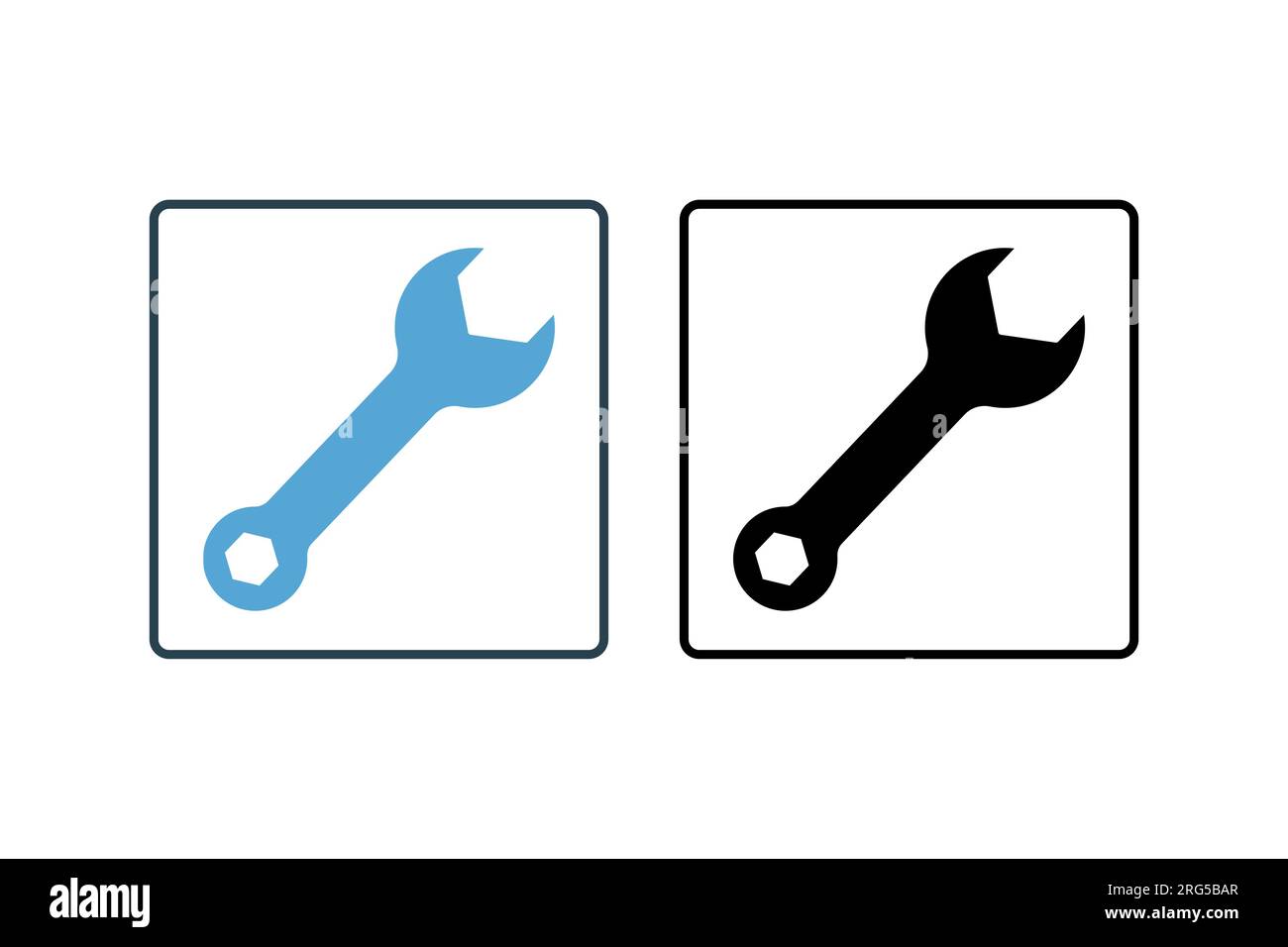Wrench Icon. Icon related to repair, maintenance, assembly, applications and user interfaces. solid icon style. Simple vector design editable Stock Vector