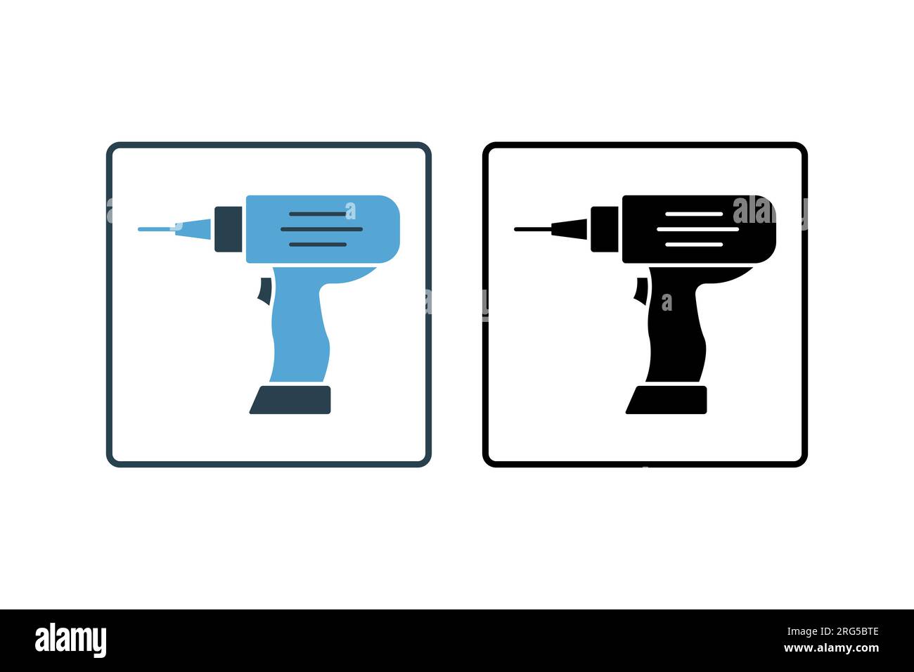 Drill Icon. Icon related to carpentry, construction, projects, applications, and user interfaces. solid icon style. Simple vector design editable Stock Vector