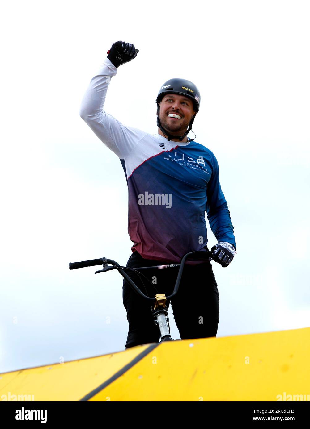 USA's Nick Bruce celebrates after competing in heat 4 of the Men's