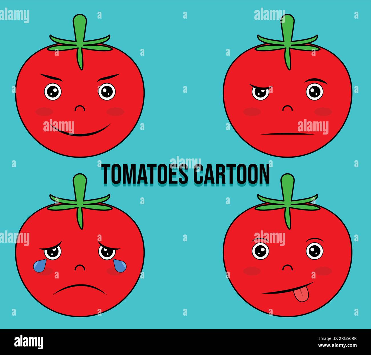 cute tomato cartoon in various expressions. tomato emoticon. crying