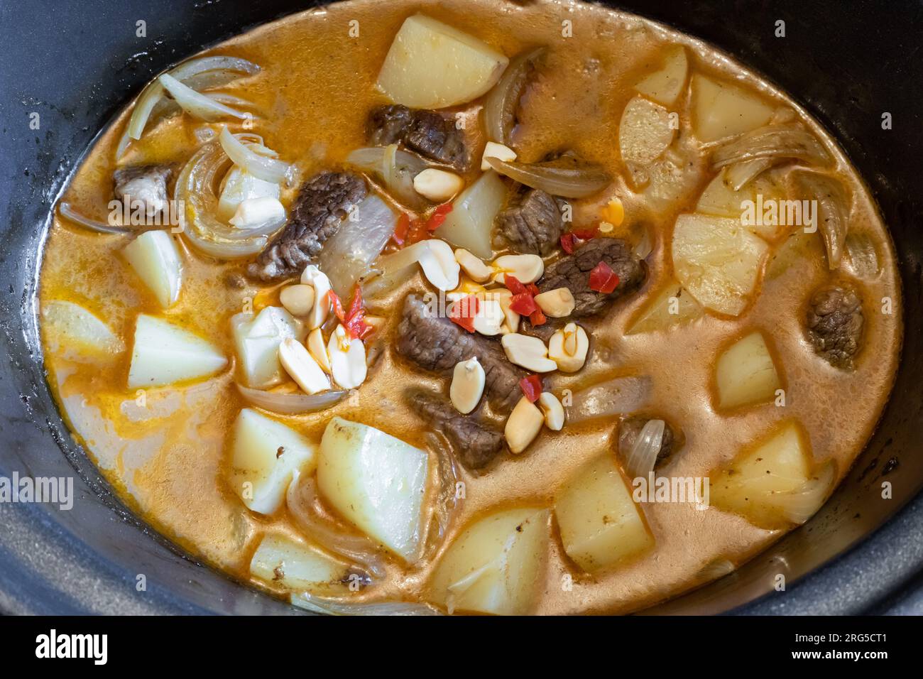Beef massaman curry made with slow cooked beef, spices and potatoes