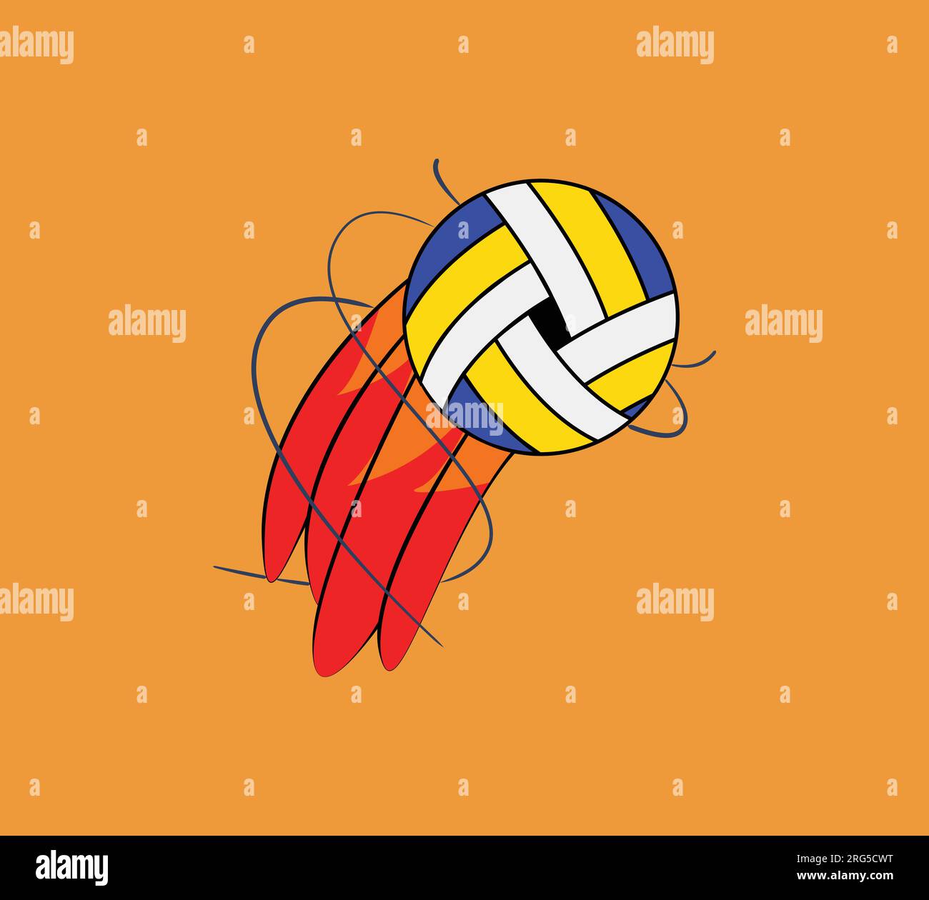 volleyball with fire isolated. volleyball illustration vector Stock