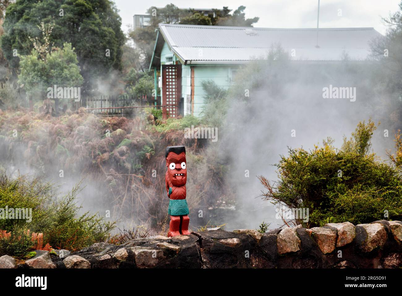 Rotorua. New Zealand. Whakarewarewa the living Maori Village Stock