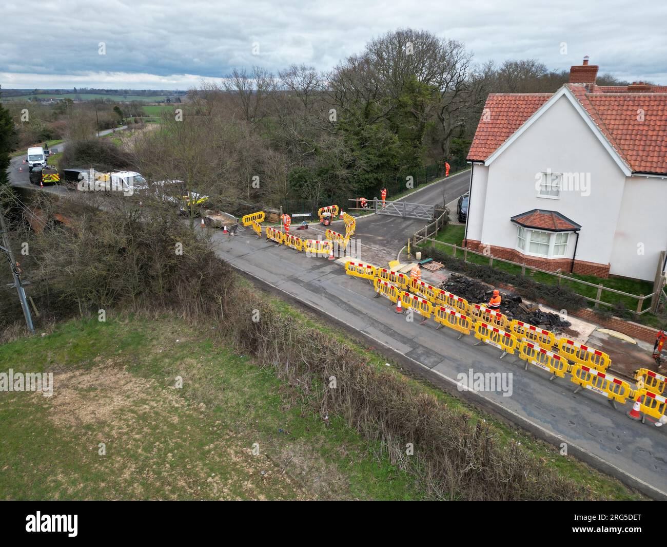 Gigaclear installation team repairing fibre network Essex UK Stock