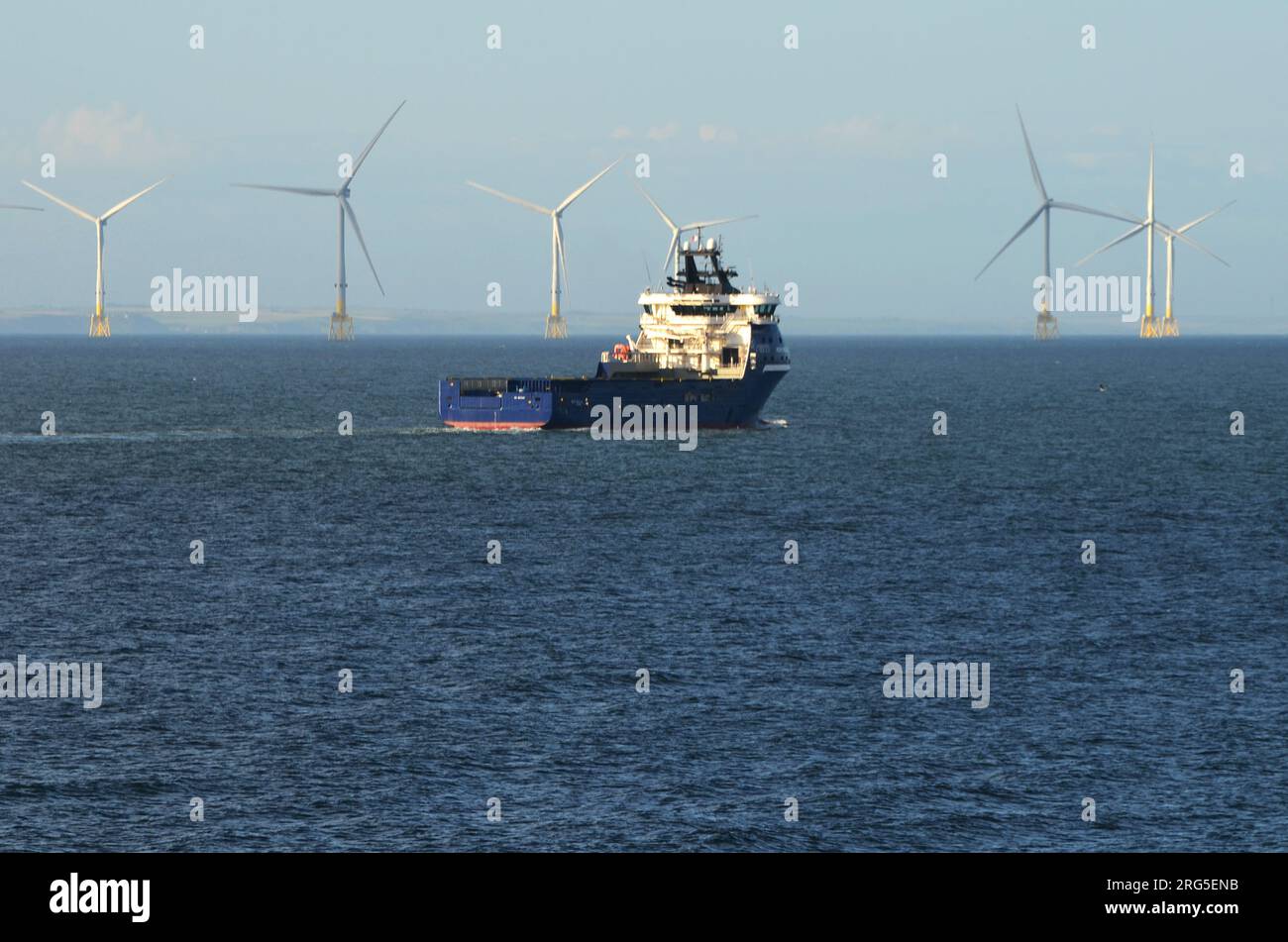 Aberdeen Offshore Wind Farm, among the world's most powerful floating wind turbines Stock Photo