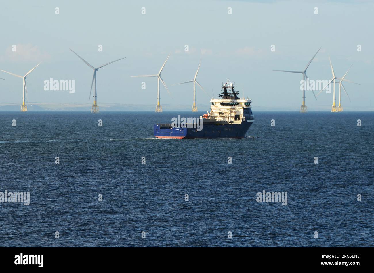 Aberdeen Offshore Wind Farm, among the world's most powerful floating wind turbines Stock Photo