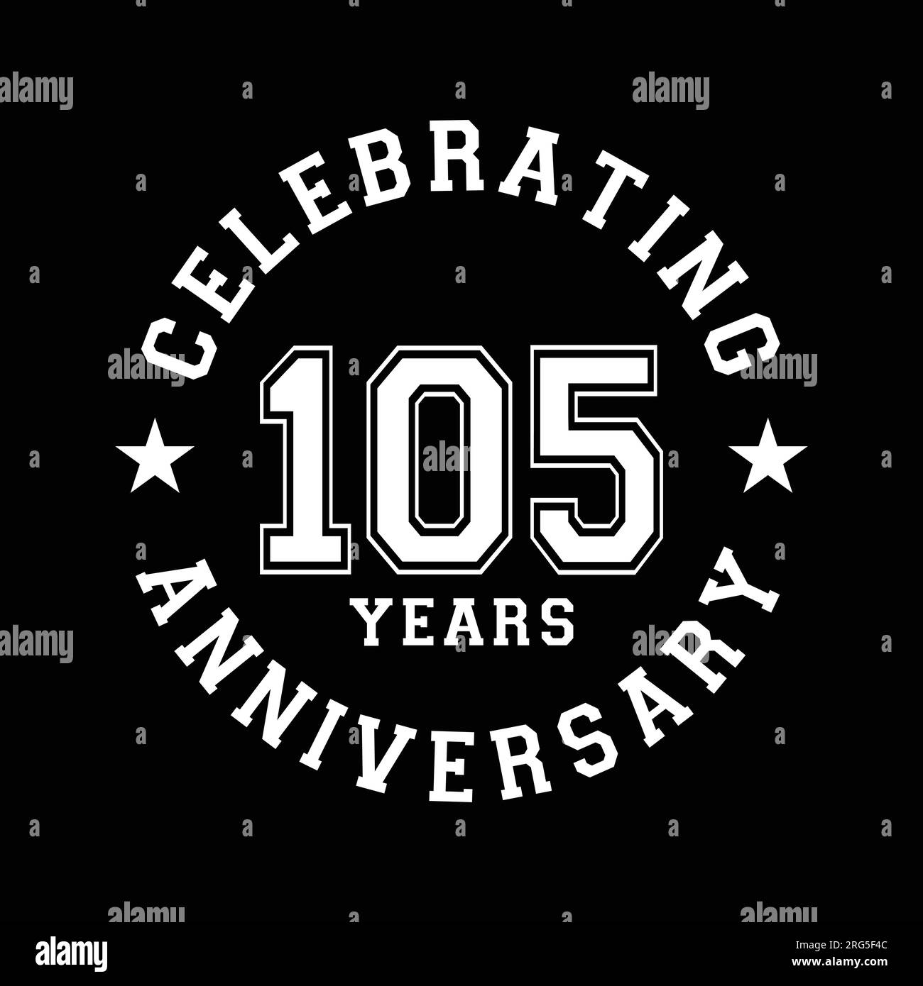 105 years anniversary celebration design template. 105th vector and illustration. Stock Vector