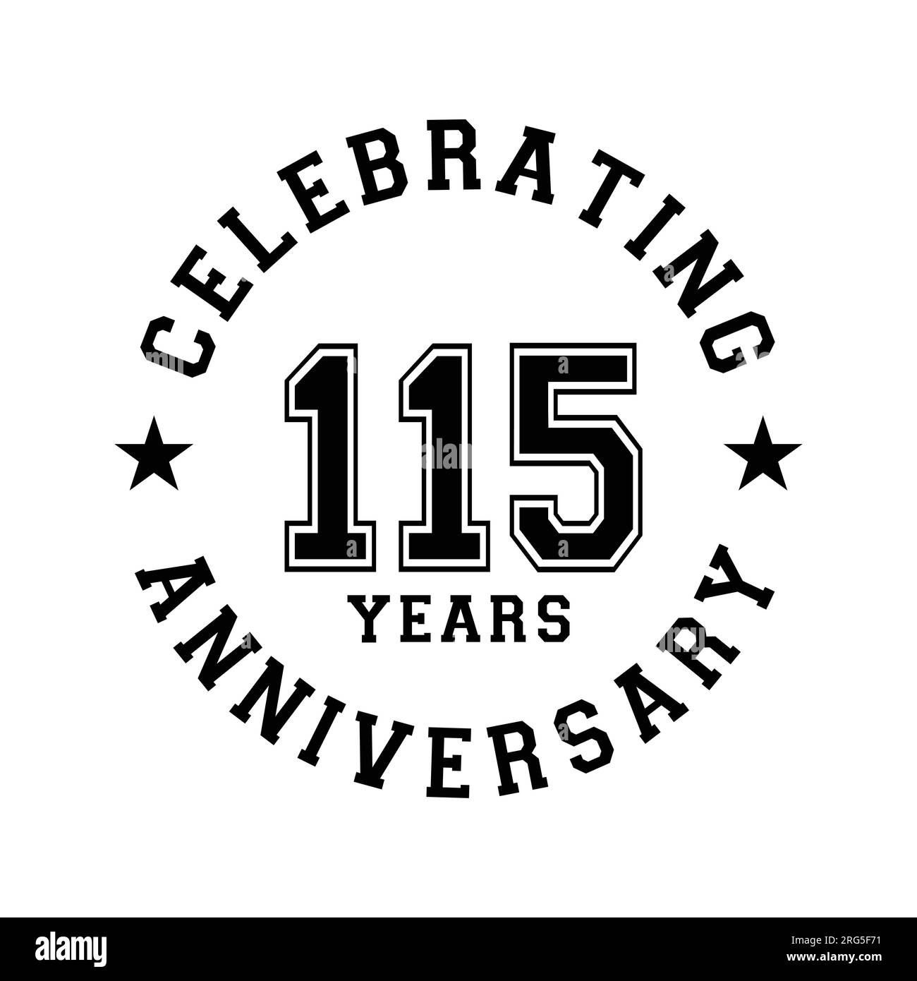 115 years anniversary celebration design template. 115th vector and illustration. Stock Vector