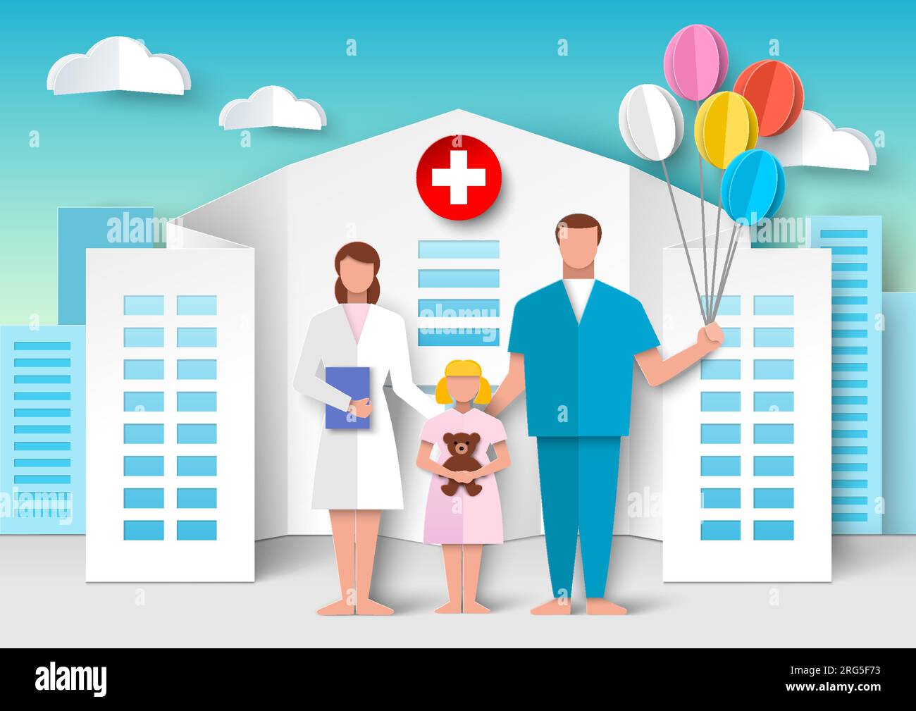 Pediatric clinic department vector illustration medical poster Stock