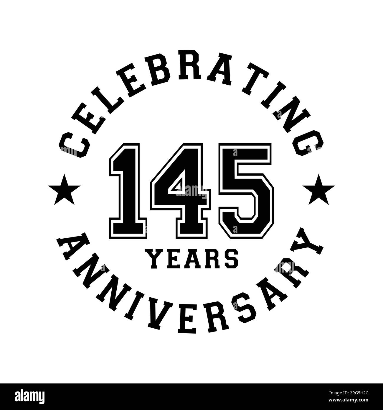 145 years anniversary celebration design template. 145th vector and illustration. Stock Vector