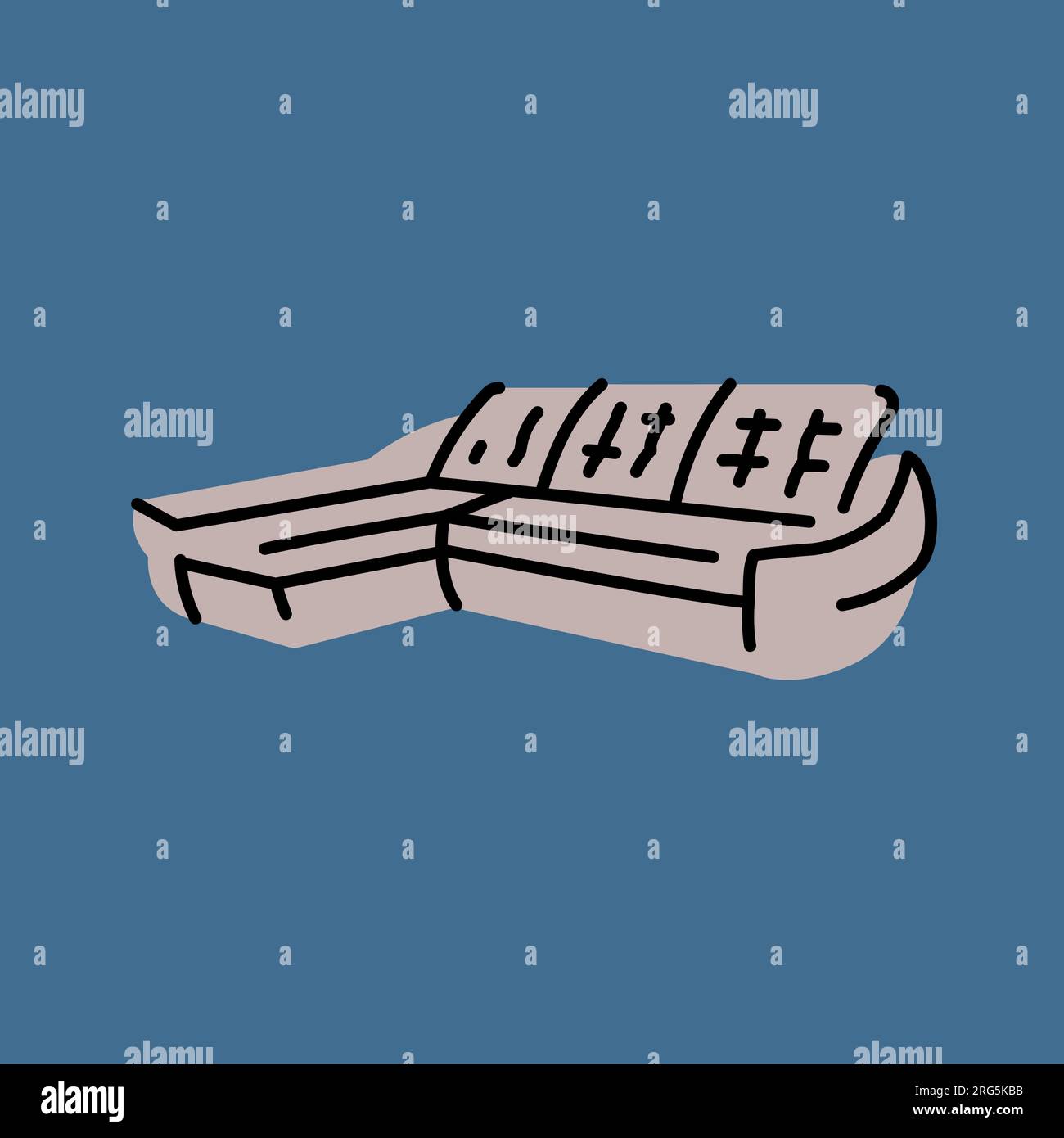 Corner folding sofa black line icon. Pictogram for web page, mobile app, promo. Stock Vector