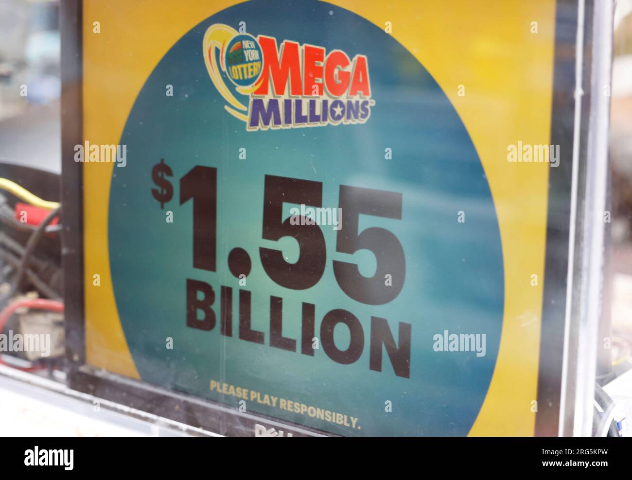 New York, United States. 07th Aug, 2023. Mega Millions lottery tickets