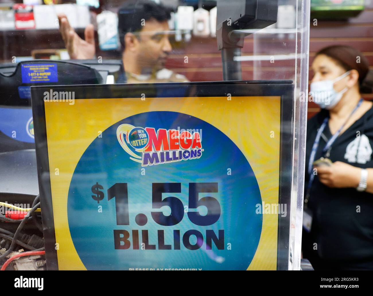 New York, United States. 07th Aug, 2023. Mega Millions lottery tickets