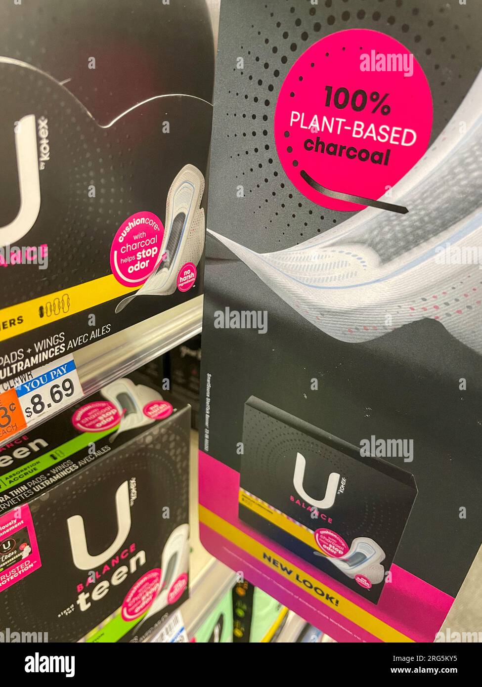 Balance Ultra Thin Charcoal Pads with Wings by Kotex, USA 2023 Stock