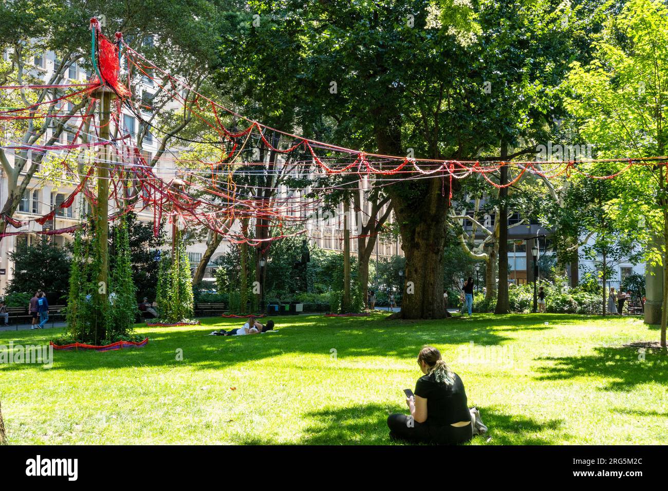 'My Neighbor's Garden' created by Sheila Pepe is an exhibition in Madison Square Park, New York City, 2023, USA Stock Photo