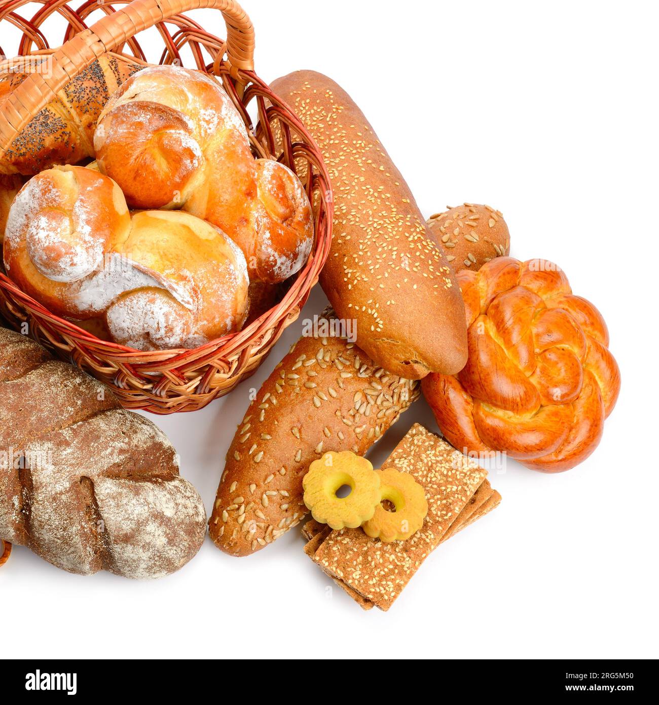 Collection of bread products isolated on white Stock Photo Alamy