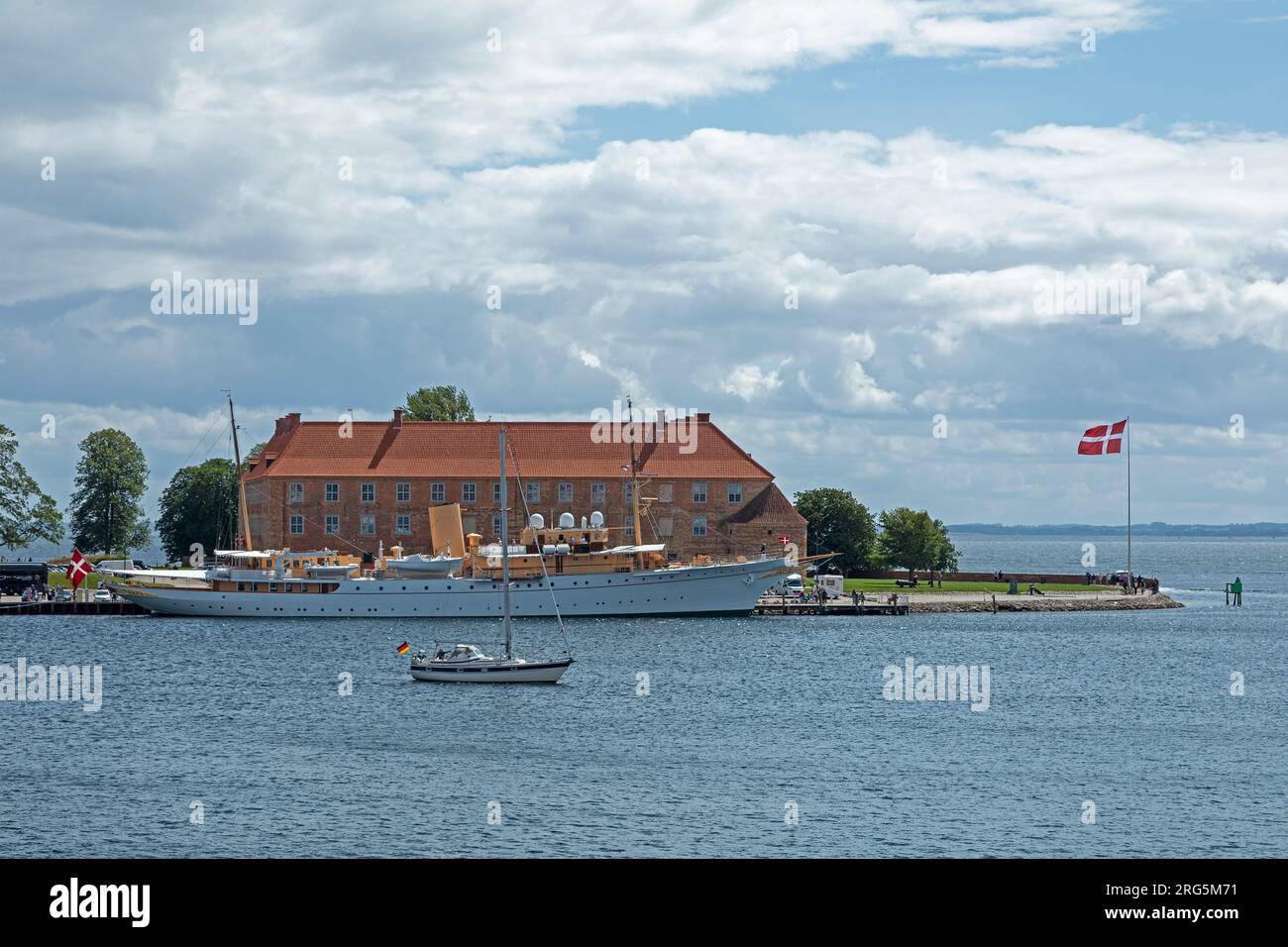 Castle and Royal yacht, Sønderborg, Syddanmark, Denmark Stock Photo