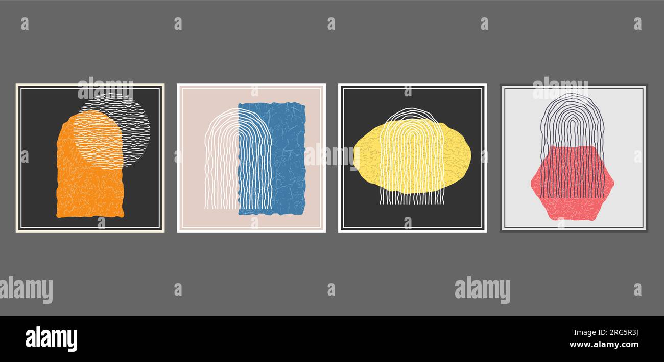 The composition of distorted geometric shapes. A collection of posters ...