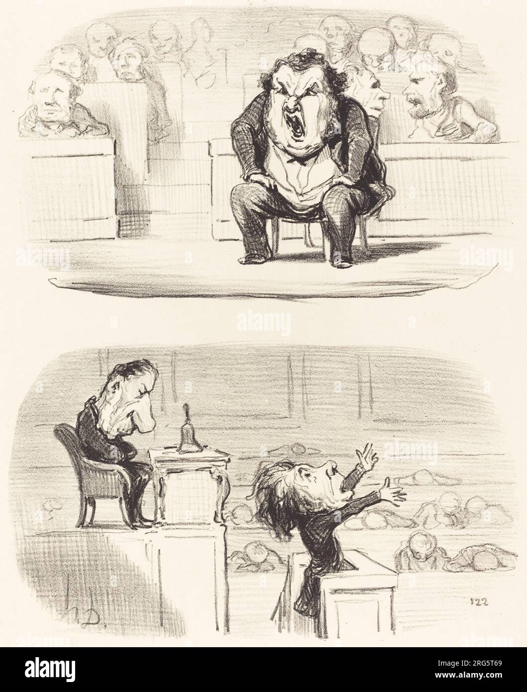Quand un orateur ennuyeux monte a la tribune 1850 by Honoré Daumier Stock Photo